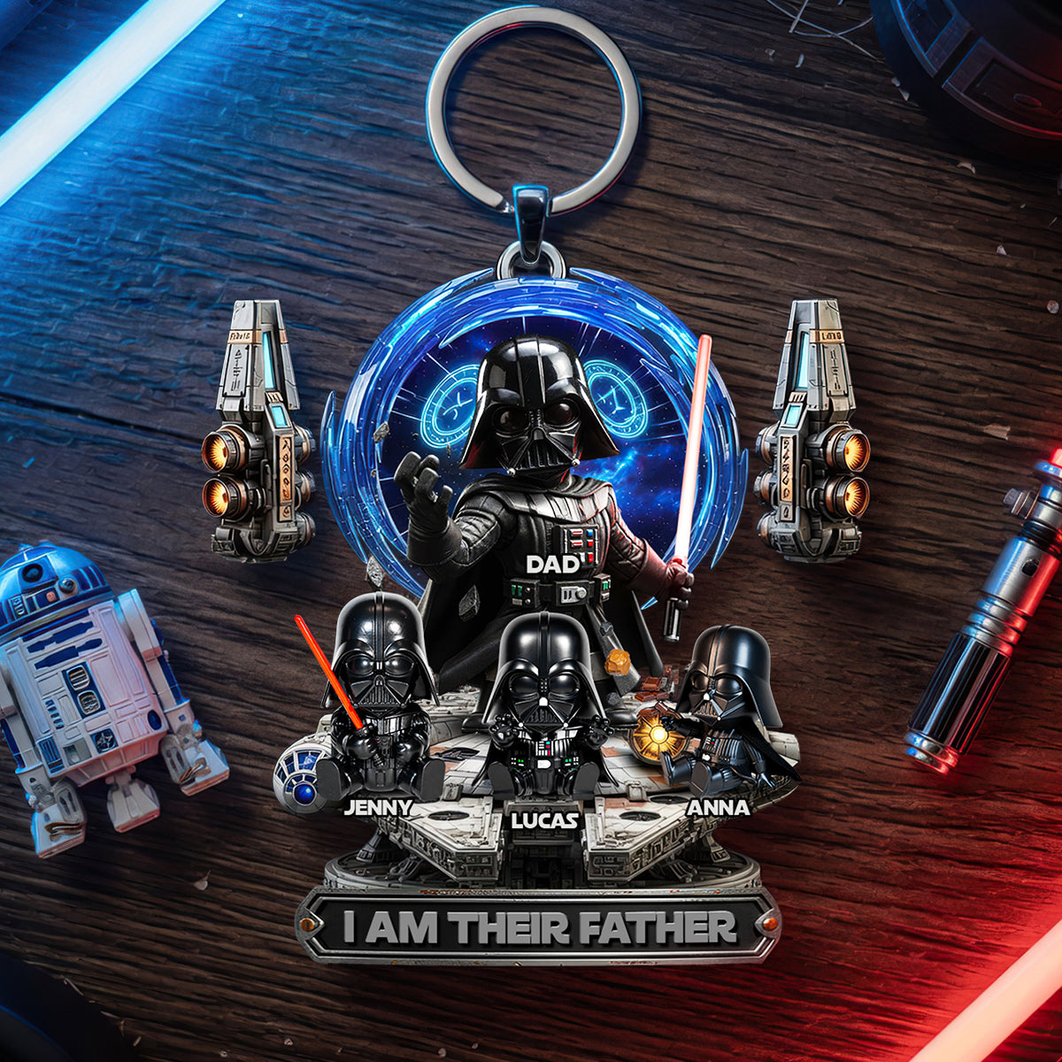 I Am Their Father Keychain - Customizable Gift for Dad, Grandpa, and All Star Wars Fans Keychains PopCulturePrints