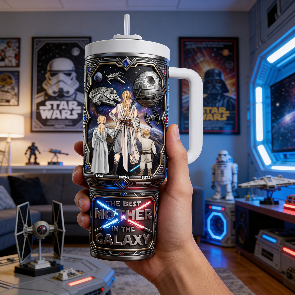 The Best Mother In The Galaxy - Legendary Mom Of The Universe Tumbler - Personalized Gift for Mom Tumbler Cup PopCulturePrints