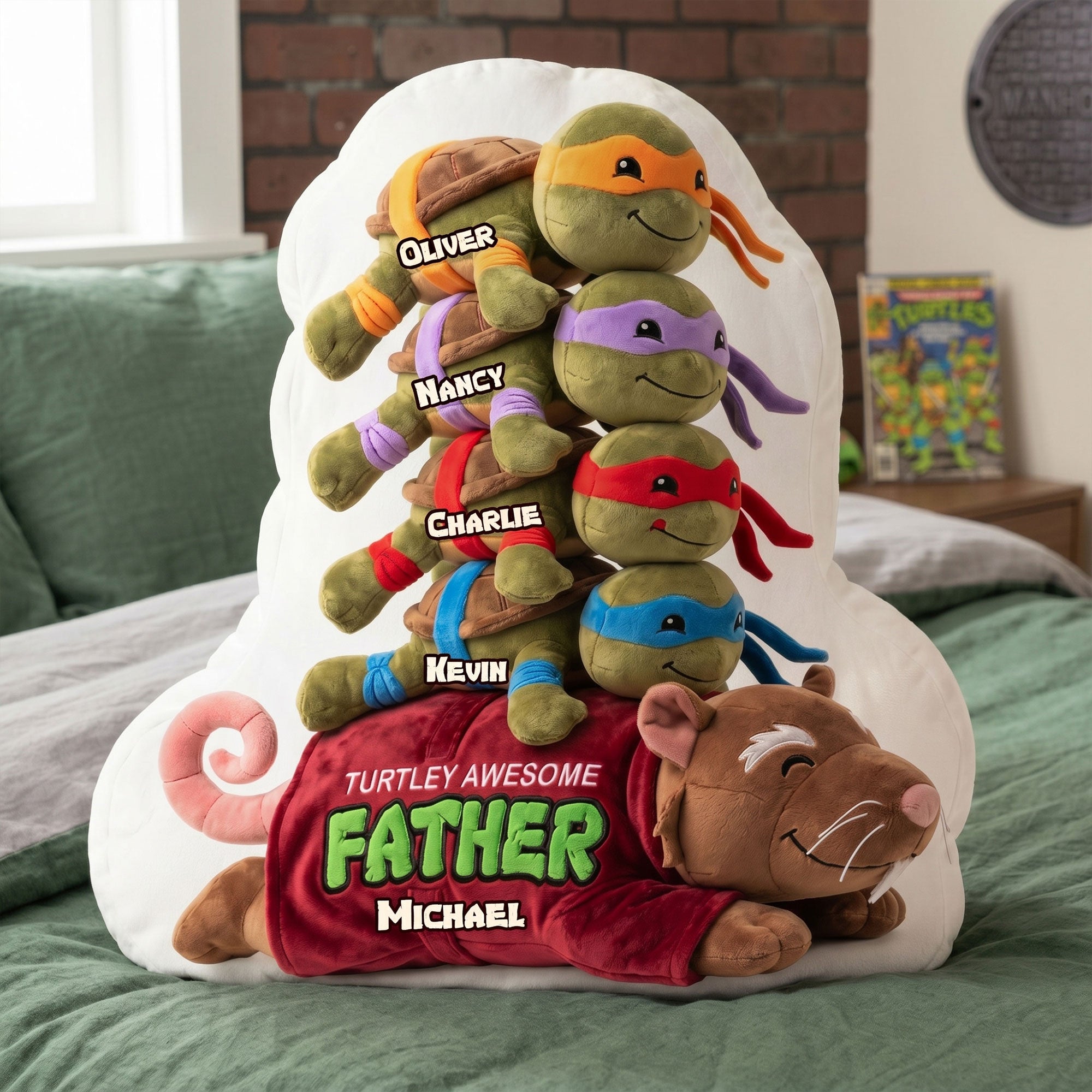 Turtley Awesome Dad Pillow - Customizable Gift for Father's Day Pillow PopCulturePrints