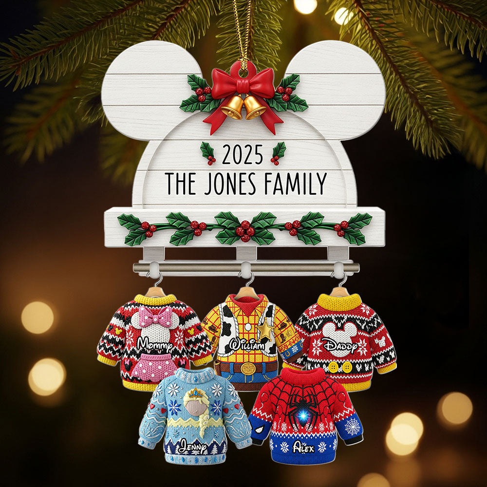 “Celebrate Family Moments” – Cute & Cozy Family Sweater Hanging Ornament - Personalized Gift for Family & Friends Ornament PopCulturePrints