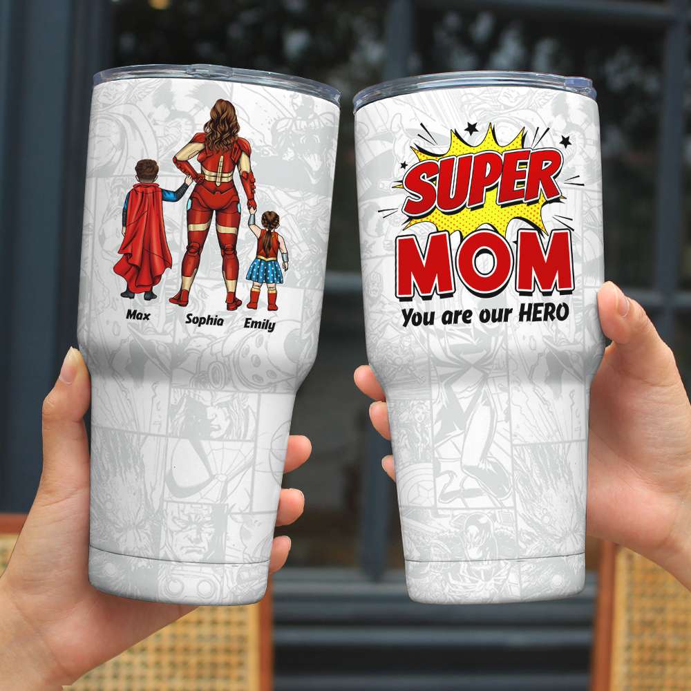 Super Mom Personalized Tumbler Cup - Hero Edition Tumbler Cup PopCulturePrints