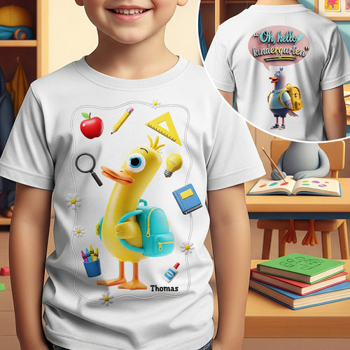 Oh Hello Kindergarten Duck Shirt - Personalized Kids Gift Shirts PopCulturePrints
