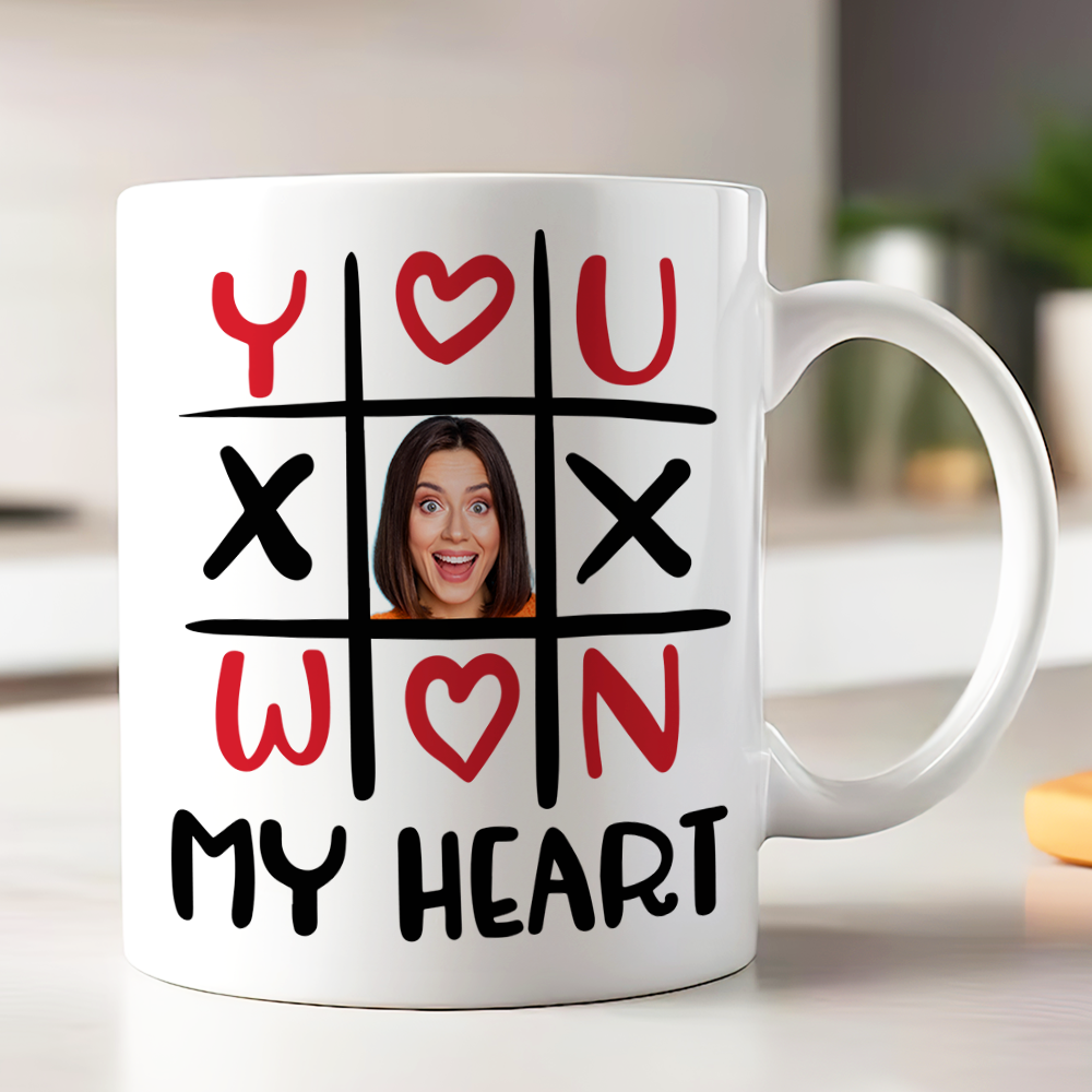 Personalized Tic Tac Toe Mug for Couples - You Won My Heart Coffee Mug PopCulturePrints
