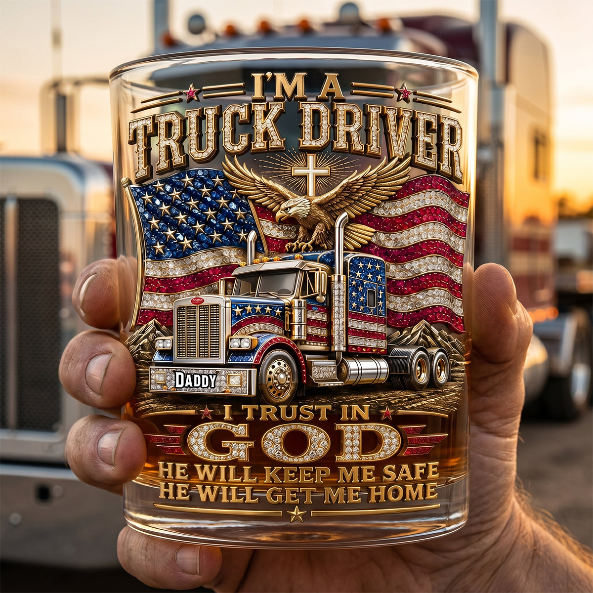 I'm a Truck Driver - Personalized Round Glass for Dad - Unique Father's Day Gift for Christian Truck Drivers Glass PopCulturePrints