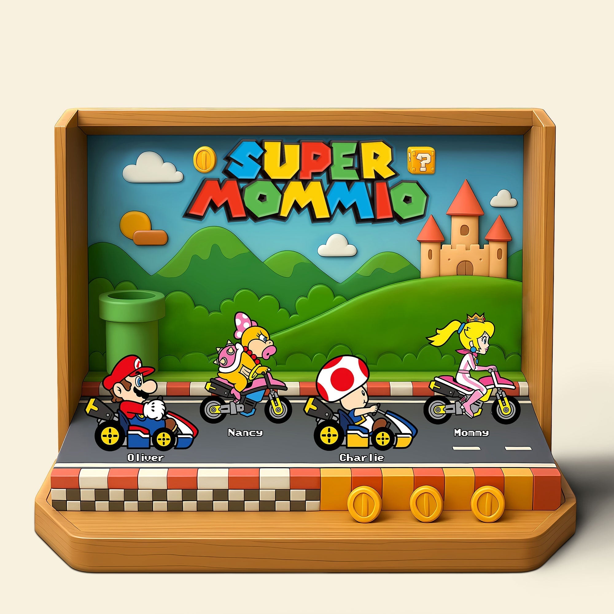 Super Mom, The Best Racing Mama - Personalized Acrylic Plaque Gift for Mom, Grandma, and Loved Ones Shaped Plaques PopCulturePrints