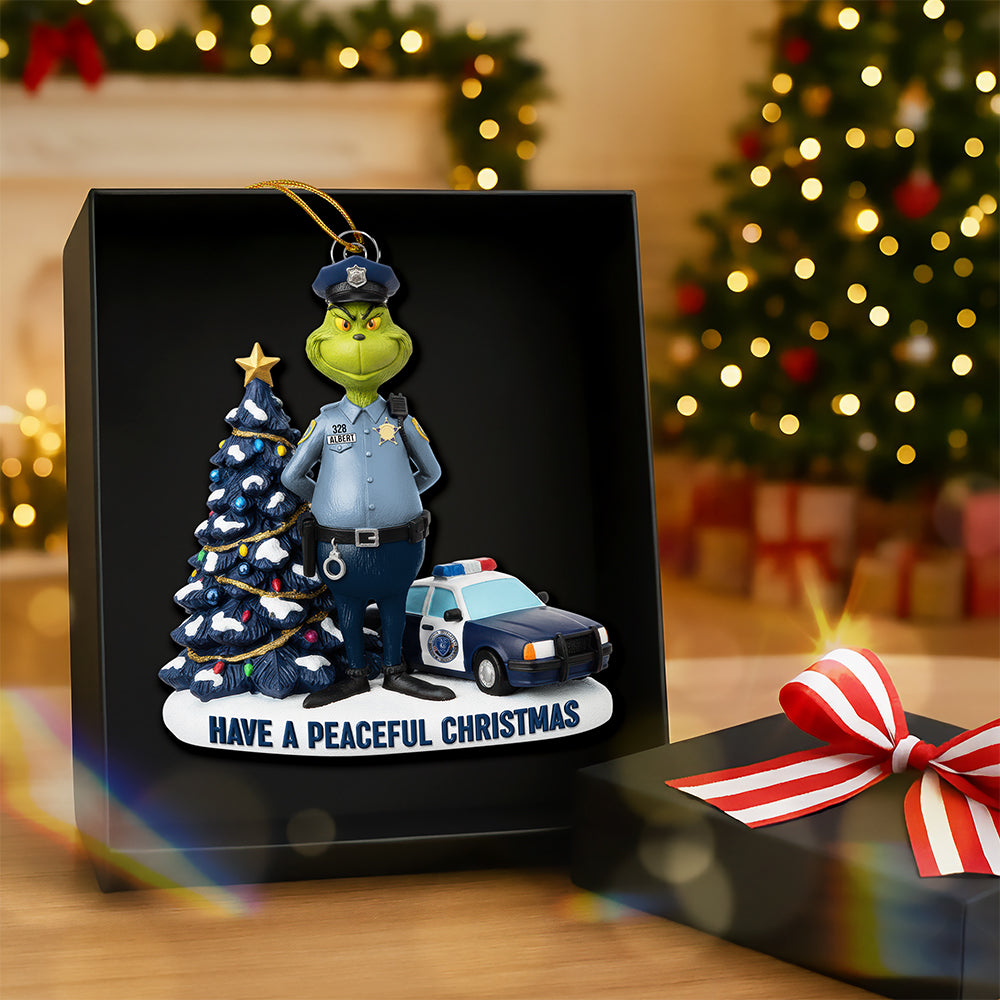Have a Peaceful Christmas - Badass Police Christmas Ornament | Personalized Gifts for Police Officers Ornament PopCulturePrints