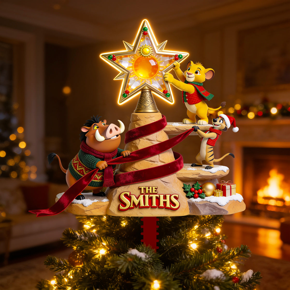 Celebrate Family Joy with King of the Jungle Acrylic Tree Topper - Custom Personalized Christmas Gift
