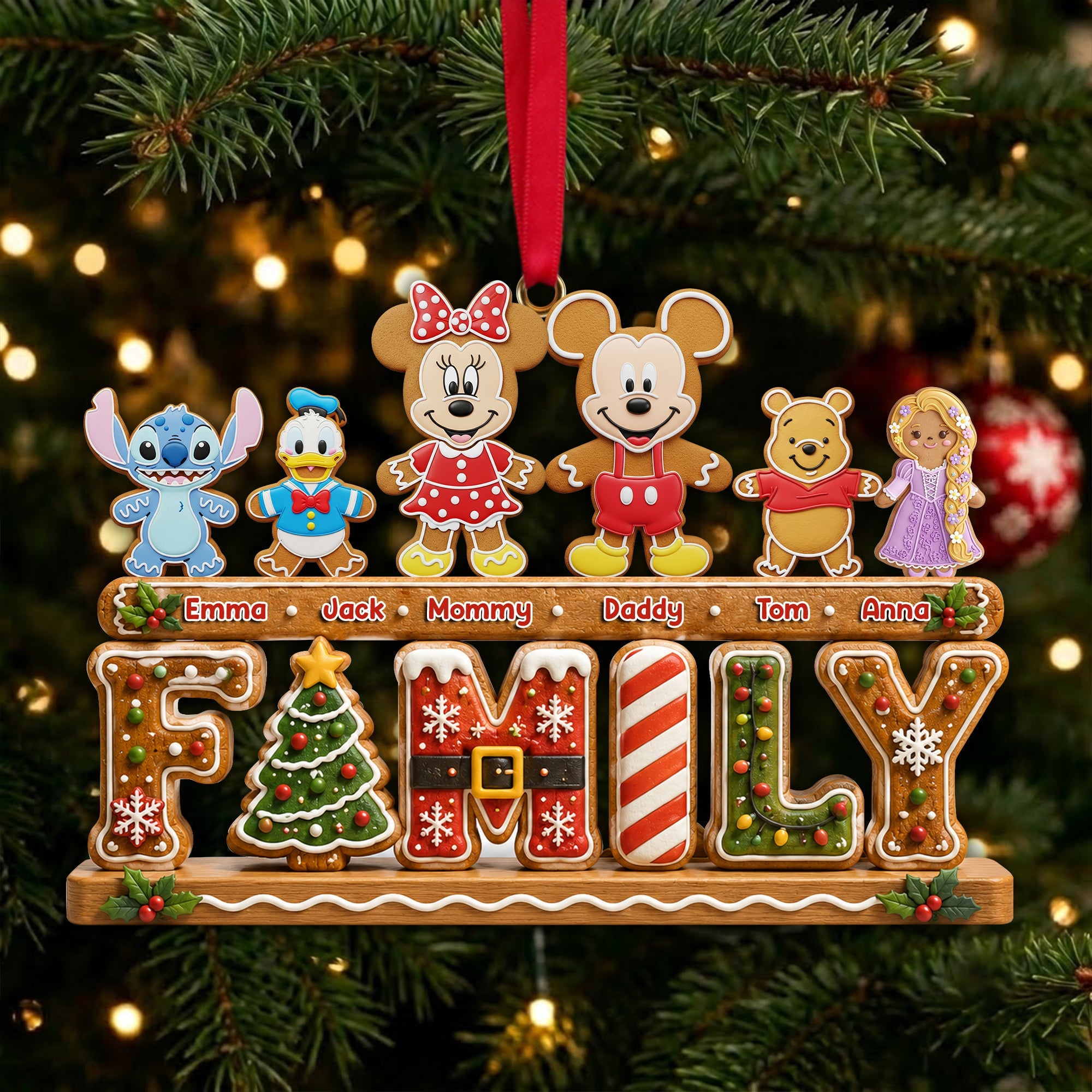 "Celebrate Family Togetherness" - Personalized Lovely Gingerbread Family Acrylic Ornament - Perfect Gift for Everyone