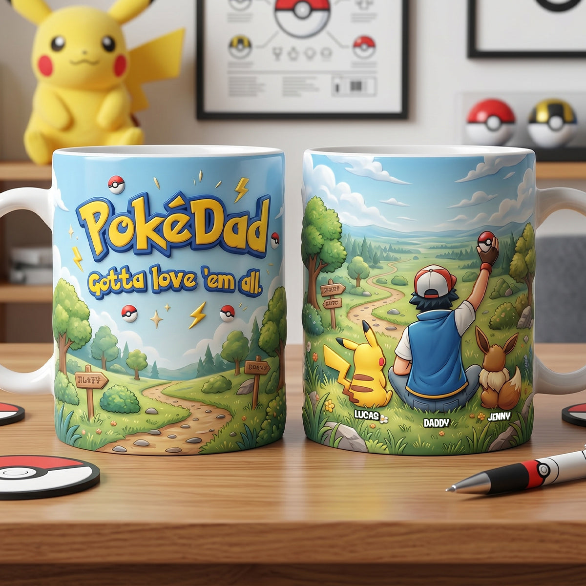 “Adventure Awaits with Your Little Ones” - Personalized Adventure Dad and Kids Coffee Mug - Perfect Gift for Dads and Grandpas Coffee Mug PopCulturePrints