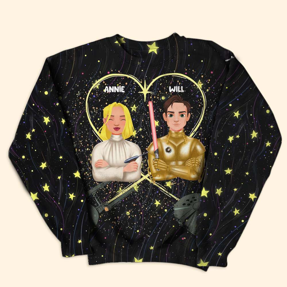 Personalized Couples 3D Hoodie - Galactic Love Edition