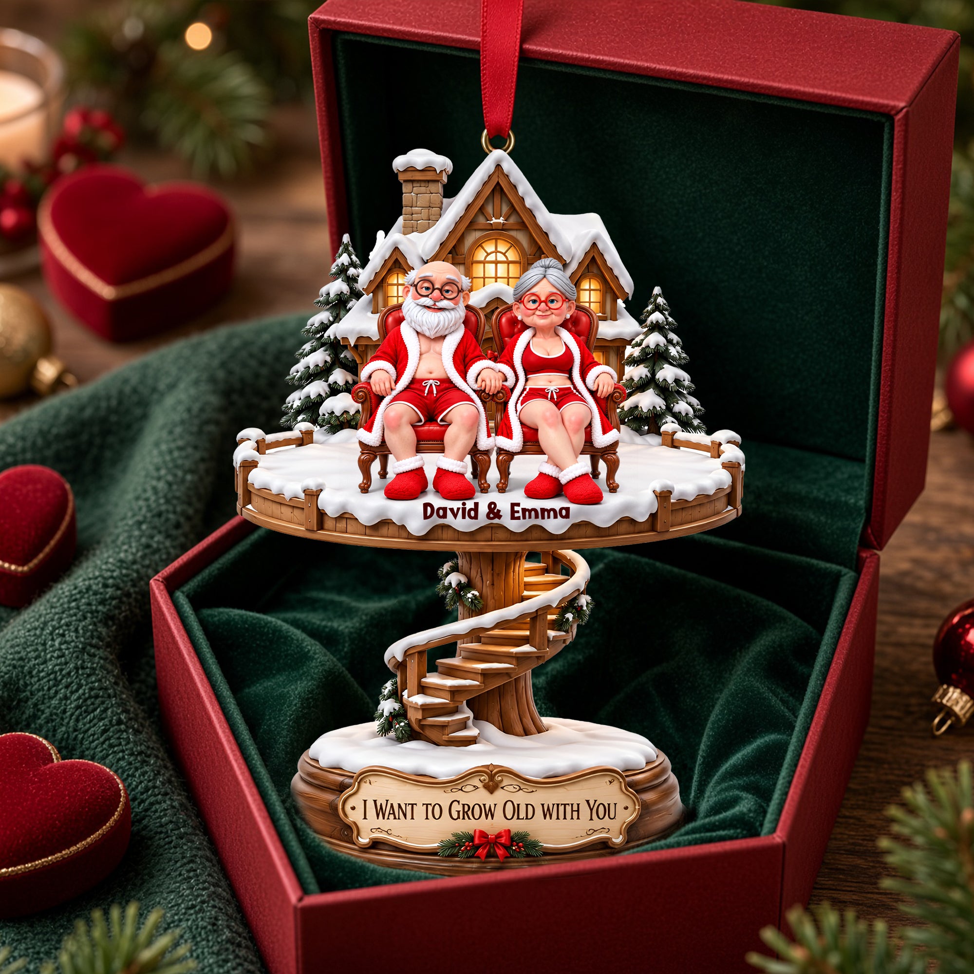 Lovely Old Couple Acrylic Ornament - Personalized Christmas Gifts For Couples 04ohlu131026 Ornament PopCulturePrints