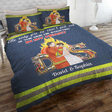 Load image into Gallery viewer, Custom Firefighter Lover Quilt for Couples - Personalized Bed Set | Valentine&#39;s Day Gifts Blanket PopCulturePrints
