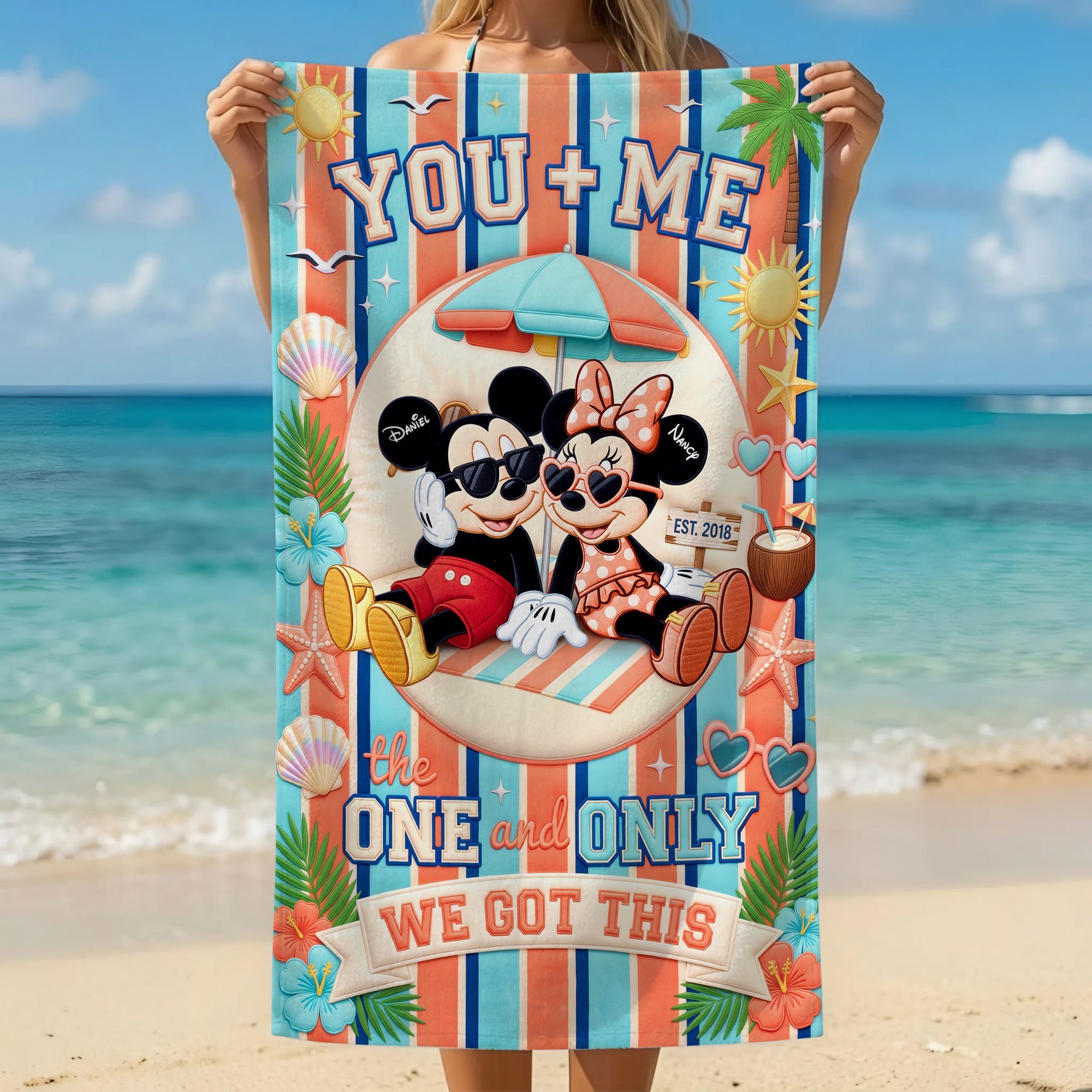 You + Me Beach Towel - Personalized Gift for Couples