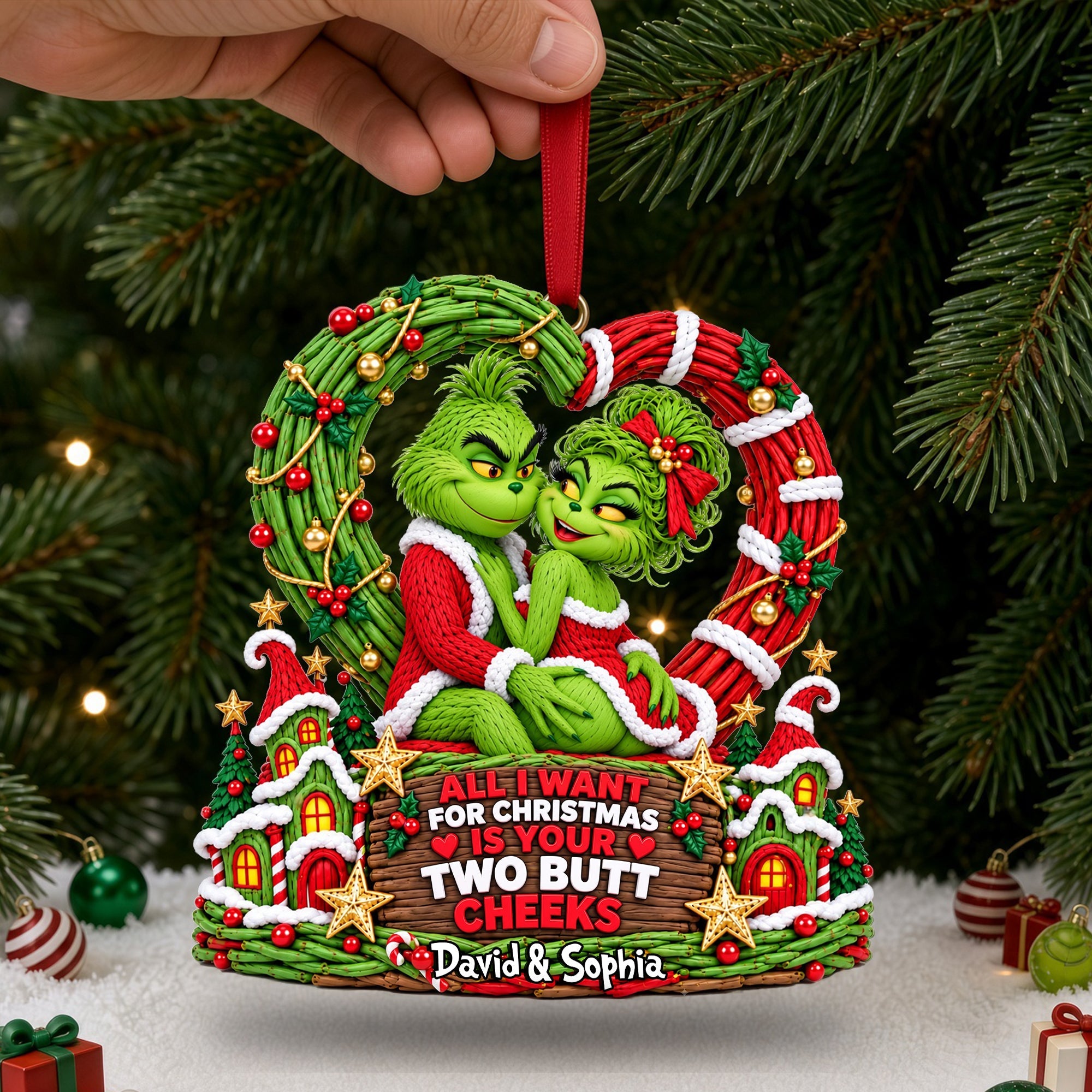All I Want for Christmas is Your Two Butt Cheeks - Playful Couple Acrylic Ornament