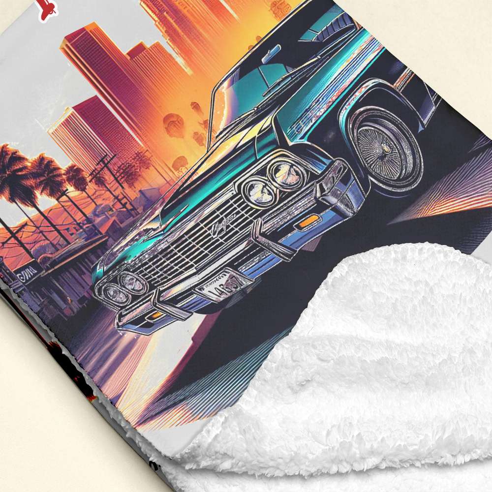 Personalized Blanket for Couples - Sweet Ride Design for Lowrider Lovers Blanket PopCulturePrints