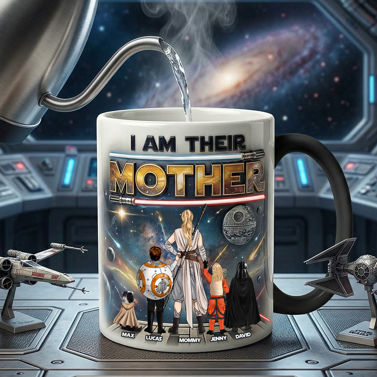 I Am Their Mother - Personalized Sci-fi Space Mom And Kids Magic Ceramic Coffee Mug - Unique Gift For Mom, Grandma & More Coffee Mug PopCulturePrints
