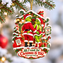 Load image into Gallery viewer, All I Want for Christmas IS YOU Ornament - Personalized Gift for Couples Ornament PopCulturePrints
