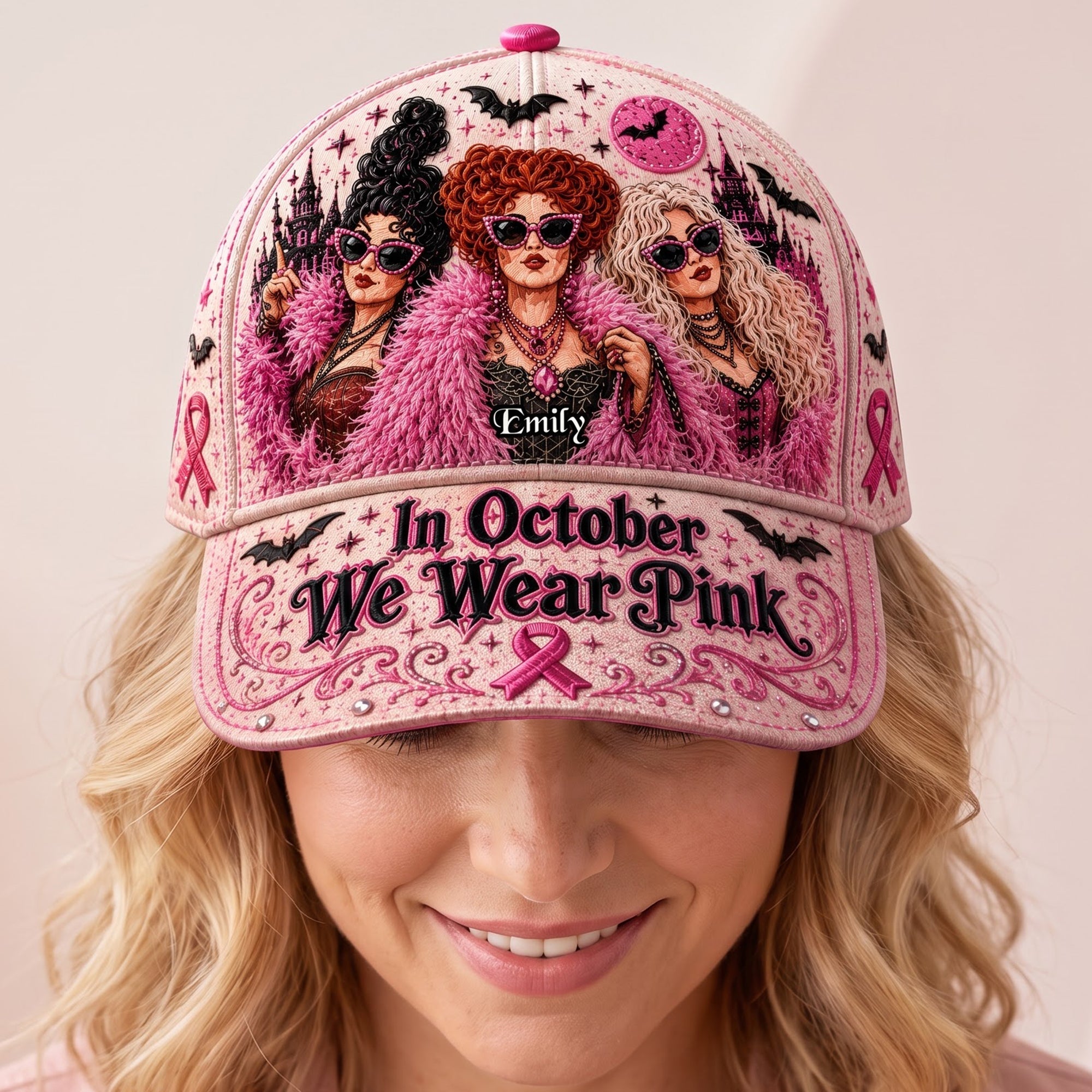 "In October We Wear Pink" - Personalized Classic Cap for Strong Breast Cancer Squad - Meaningful Gift for Women