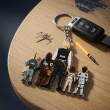 Load image into Gallery viewer, “May the Force Be With You” - Space Warrior Dad Keychain - Personalized Gift for Dads, Grandpas, and More Keychains PopCulturePrints

