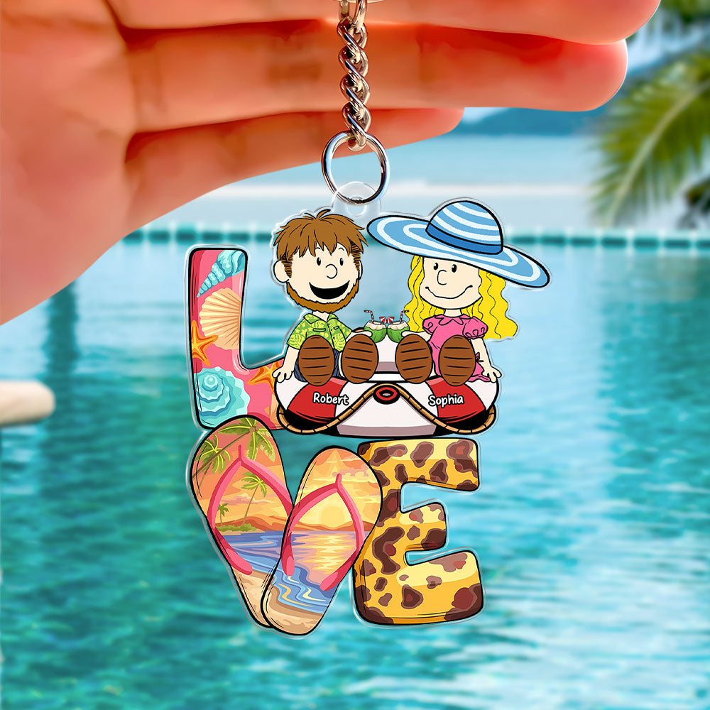 Personalized Summer Beach Love Keychain for Couples - Unique Valentine's Day Gifts Keychains PopCulturePrints