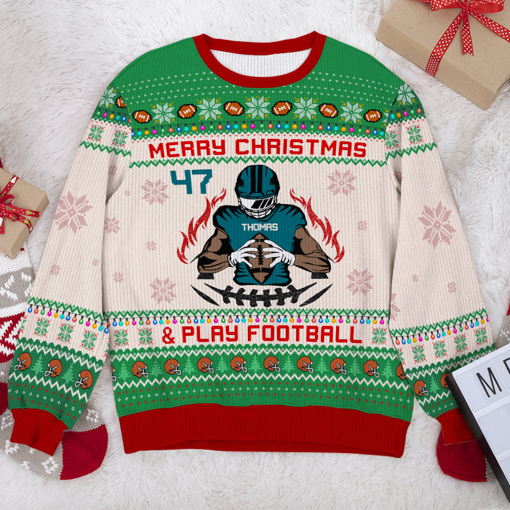 Customizable American Football Ugly Christmas Sweater