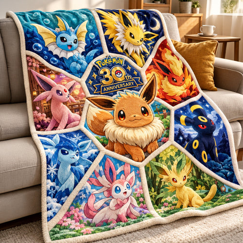 Celebrate 30 Years of Pokémon with Custom Fantasy Collection Blanket - Personalized Gift for Fans of All Ages Blanket PopCulturePrints