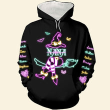 Load image into Gallery viewer, Personalized Halloween Grandma Hoodie - Custom Names Witch Design
