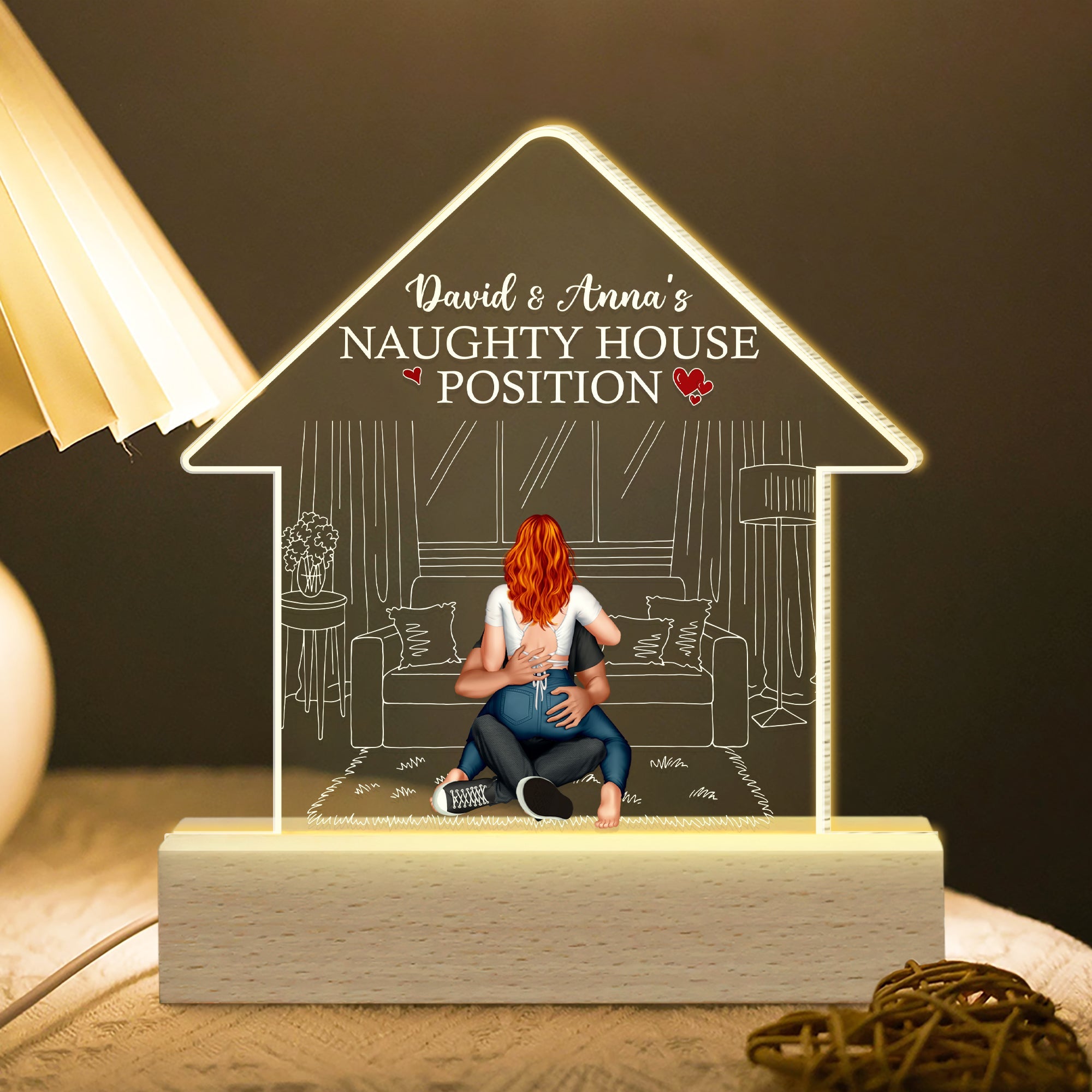 Personalized LED Light for Couples - Naughty House Position Led Night Light PopCulturePrints