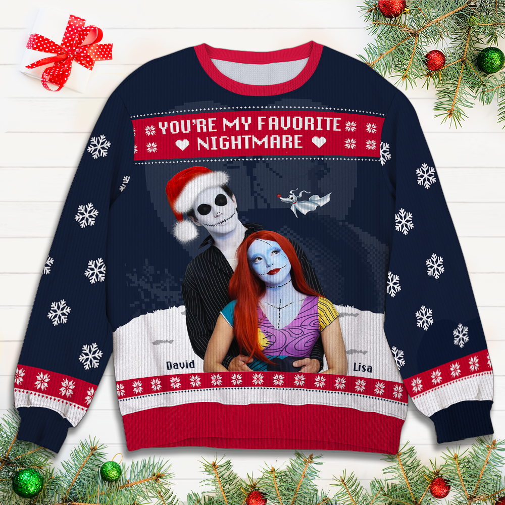 Personalized Christmas Couple Sweater - Favorite Nightmare