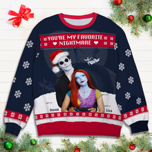 Load image into Gallery viewer, Personalized Christmas Couple Sweater - Favorite Nightmare
