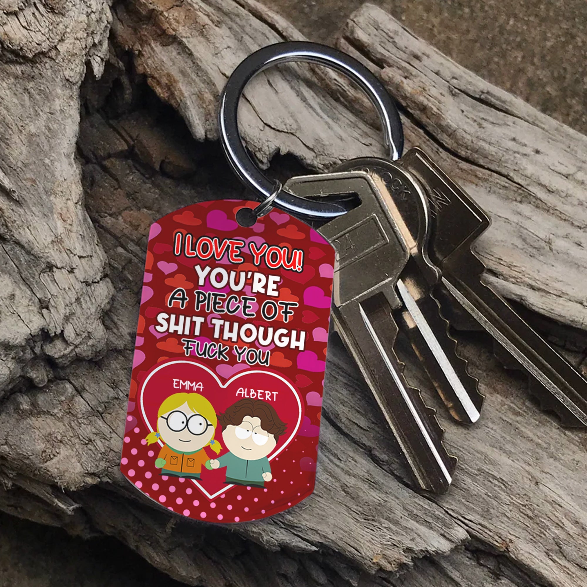 Personalized Cartoon Love Keychain for Couples