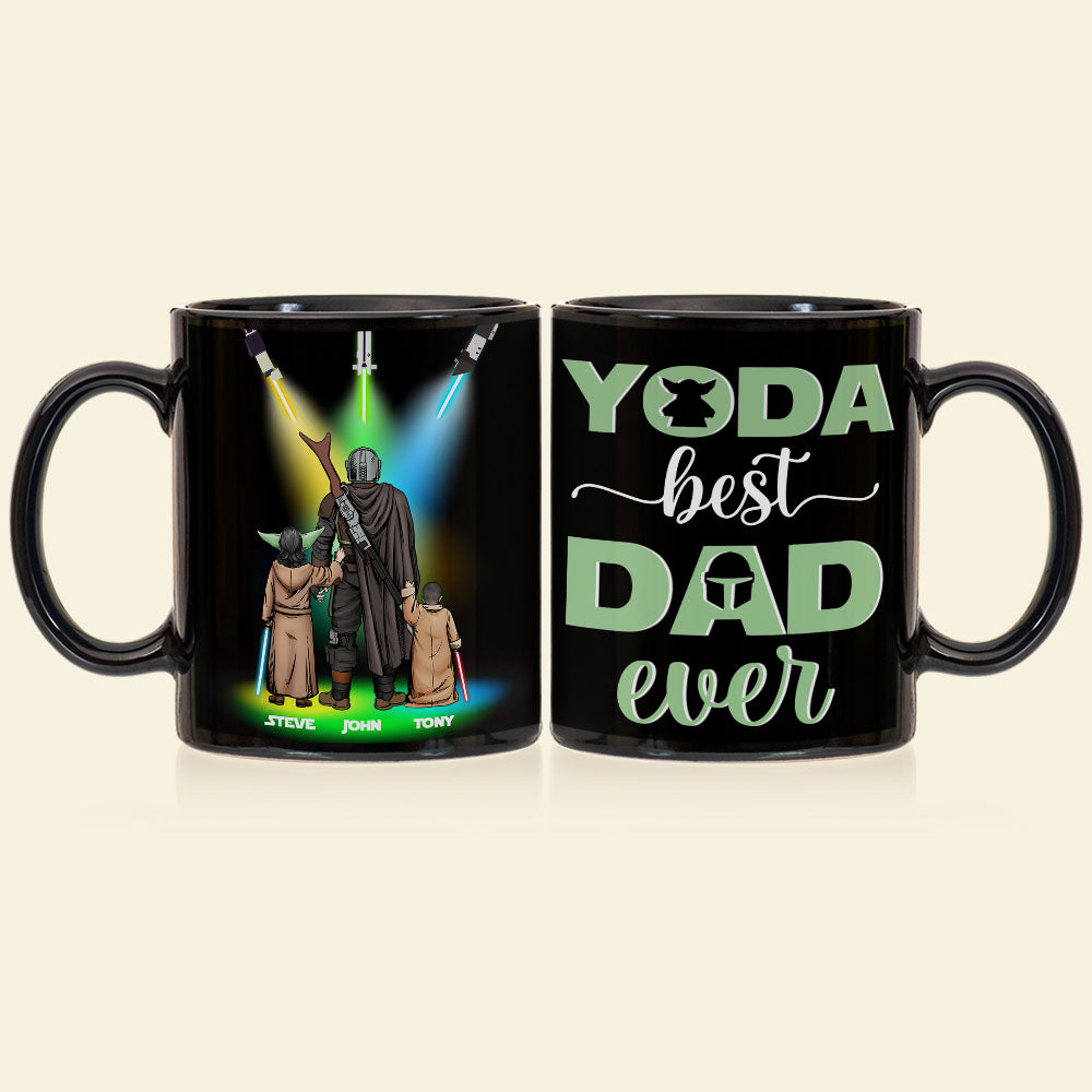 Personalized Yoda Best Dad Mug - Custom Names Coffee Mug PopCulturePrints