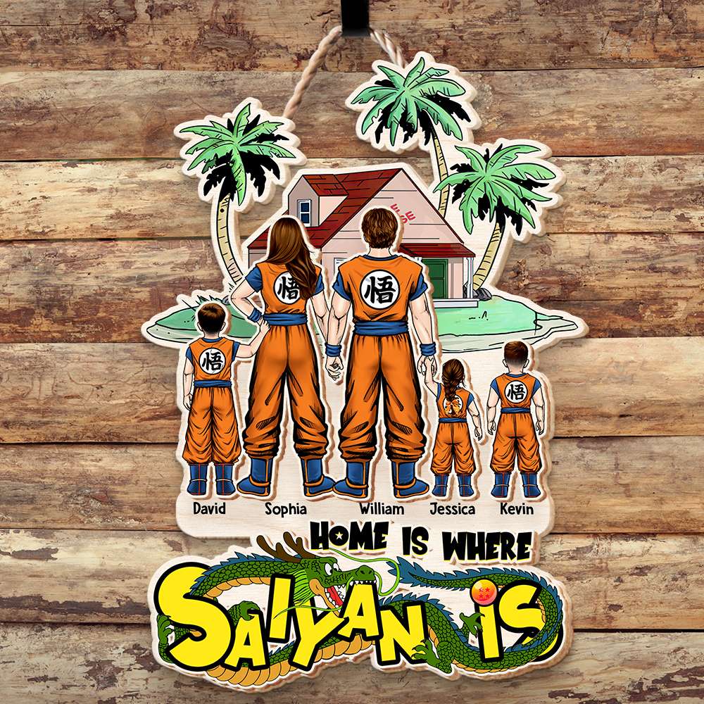 Custom Anime Family Wood Sign - Personalized Gift for Dad Wood Sign PopCulturePrints