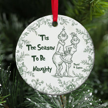 Load image into Gallery viewer, &#39;Tis The Season To Be Naughty - Flirty Green Monster Couples Ornament - Personalized Christmas Gift Ornament PopCulturePrints
