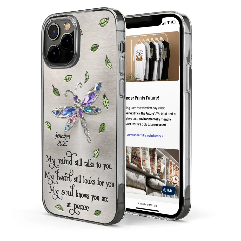 My Mind Still Talks To You - Personalized Metal Effect Printed Phone Case Clear Phone Case PopCulturePrints