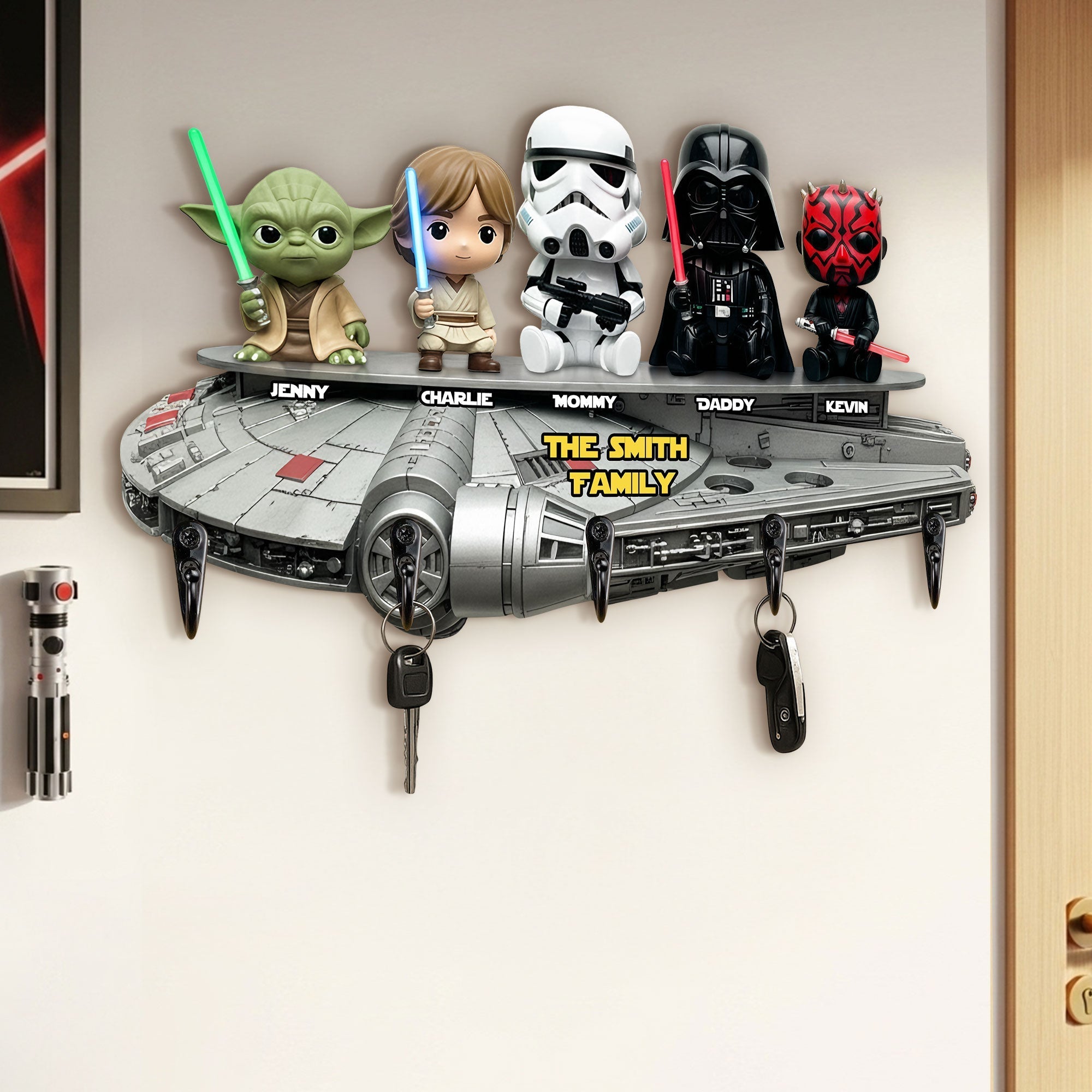 Your Family is Your Galaxy - Personalized Key Hanger For Families Wood Sign PopCulturePrints