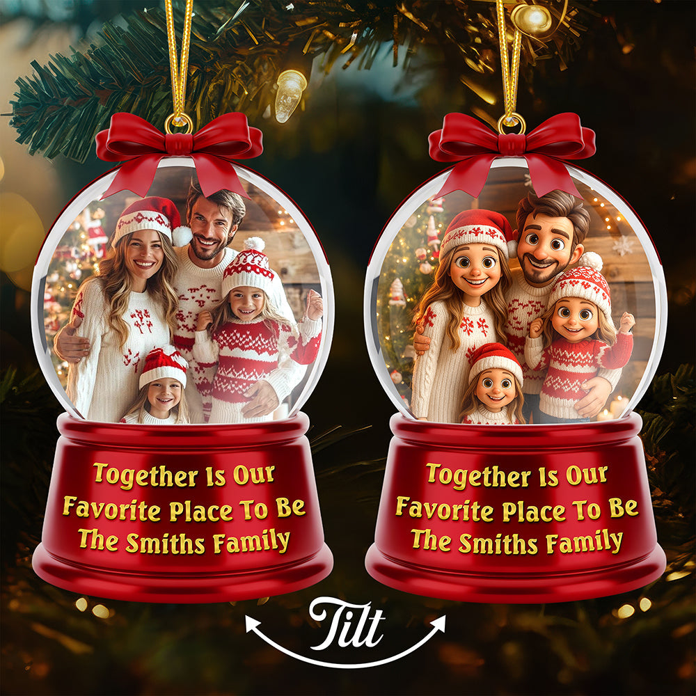 Together Is Our Favorite Place To Be - Custom Family Christmas Lenticular Ornament Ornament PopCulturePrints