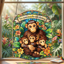 Load image into Gallery viewer, This Mama Loves Her Little Monkeys - Personalized Suncatcher Ornament for Mother's Day Ornament PopCulturePrints
