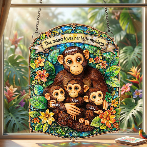 This Mama Loves Her Little Monkeys - Personalized Suncatcher Ornament for Mother's Day Ornament PopCulturePrints