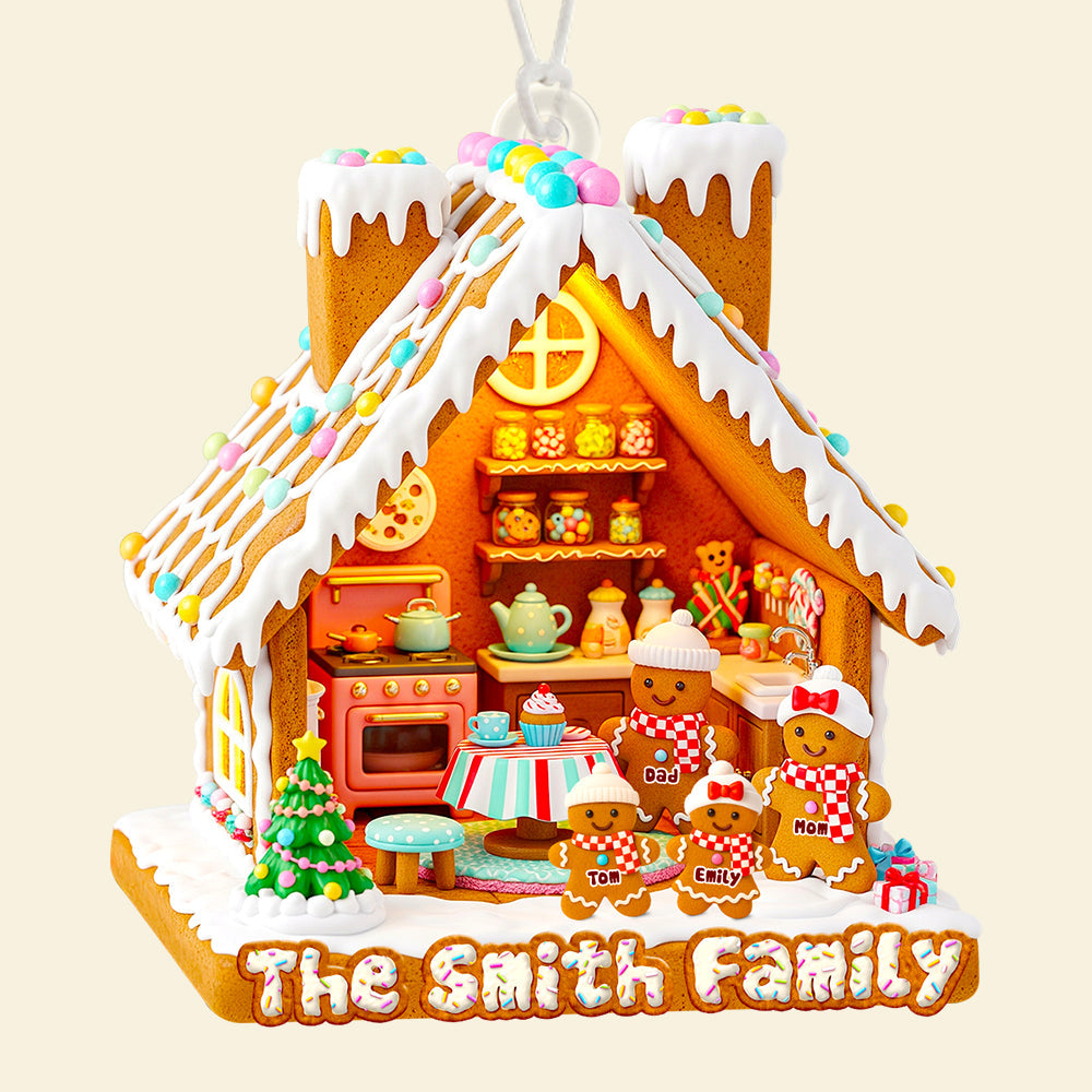 "Celebrate Family Traditions with a Touch of Sweetness" - Gingerbread Family Christmas Ornament - Personalized Gift for Families, Friends, and Loved Ones Ornament PopCulturePrints