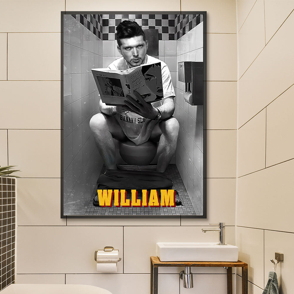 Personalized Funny Bathroom Poster - Custom Name Design