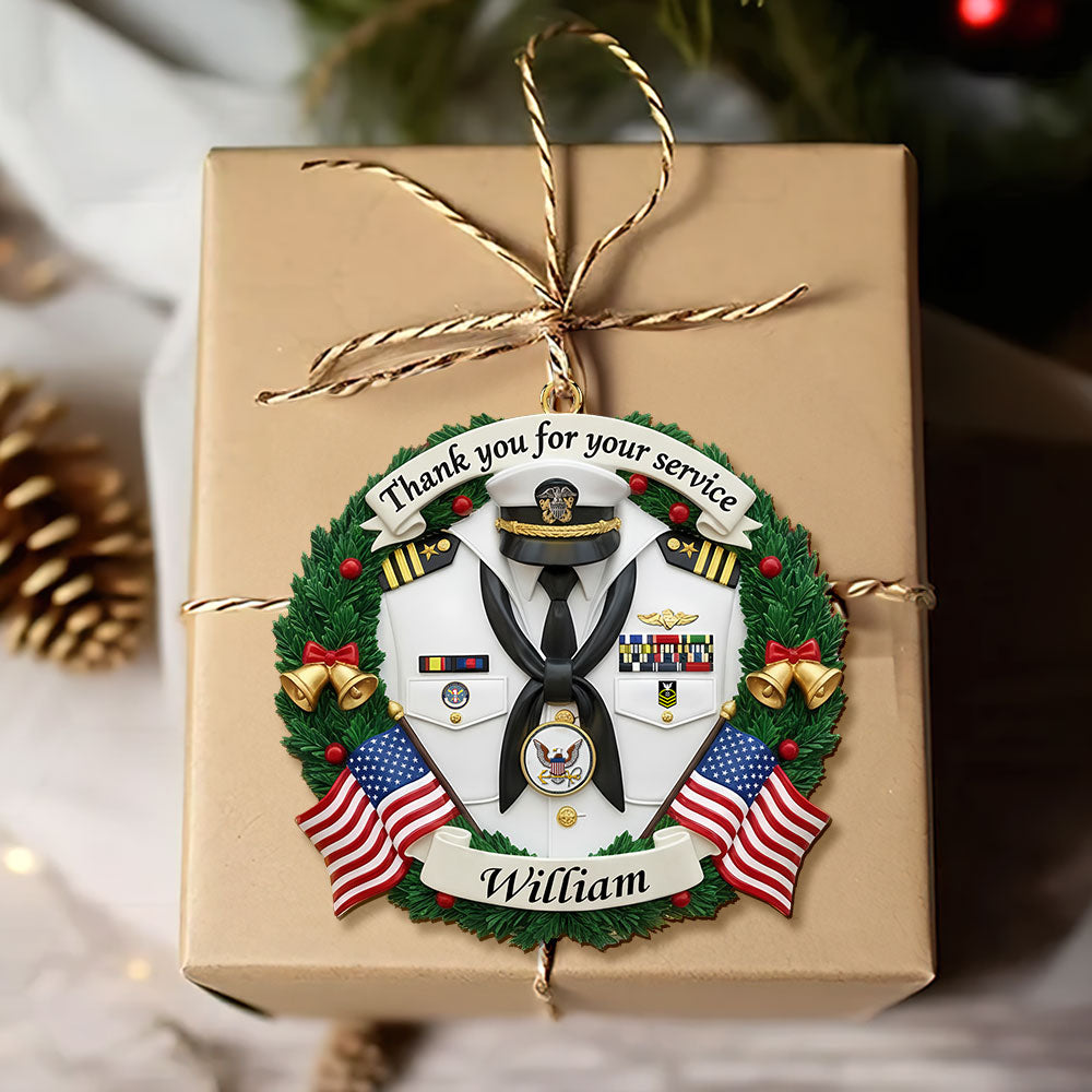 "Thank you for your service" - Military Appreciation Christmas Ornament - Personalized Gift for Veterans Ornament PopCulturePrints