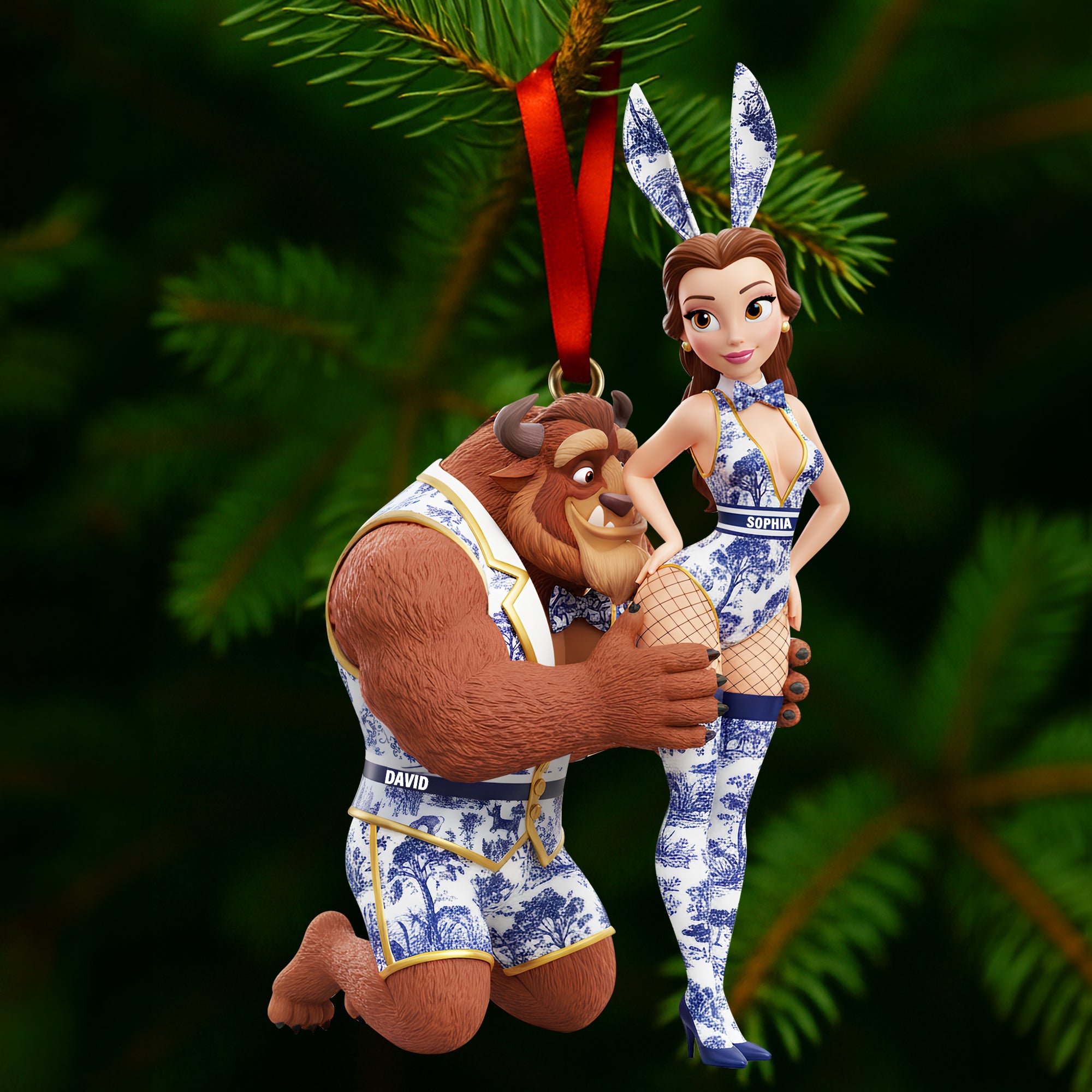 Love in Fairy Tales: Cheeky Fairytale Couple Ornament - Personalized Gifts for Couples Ornament PopCulturePrints