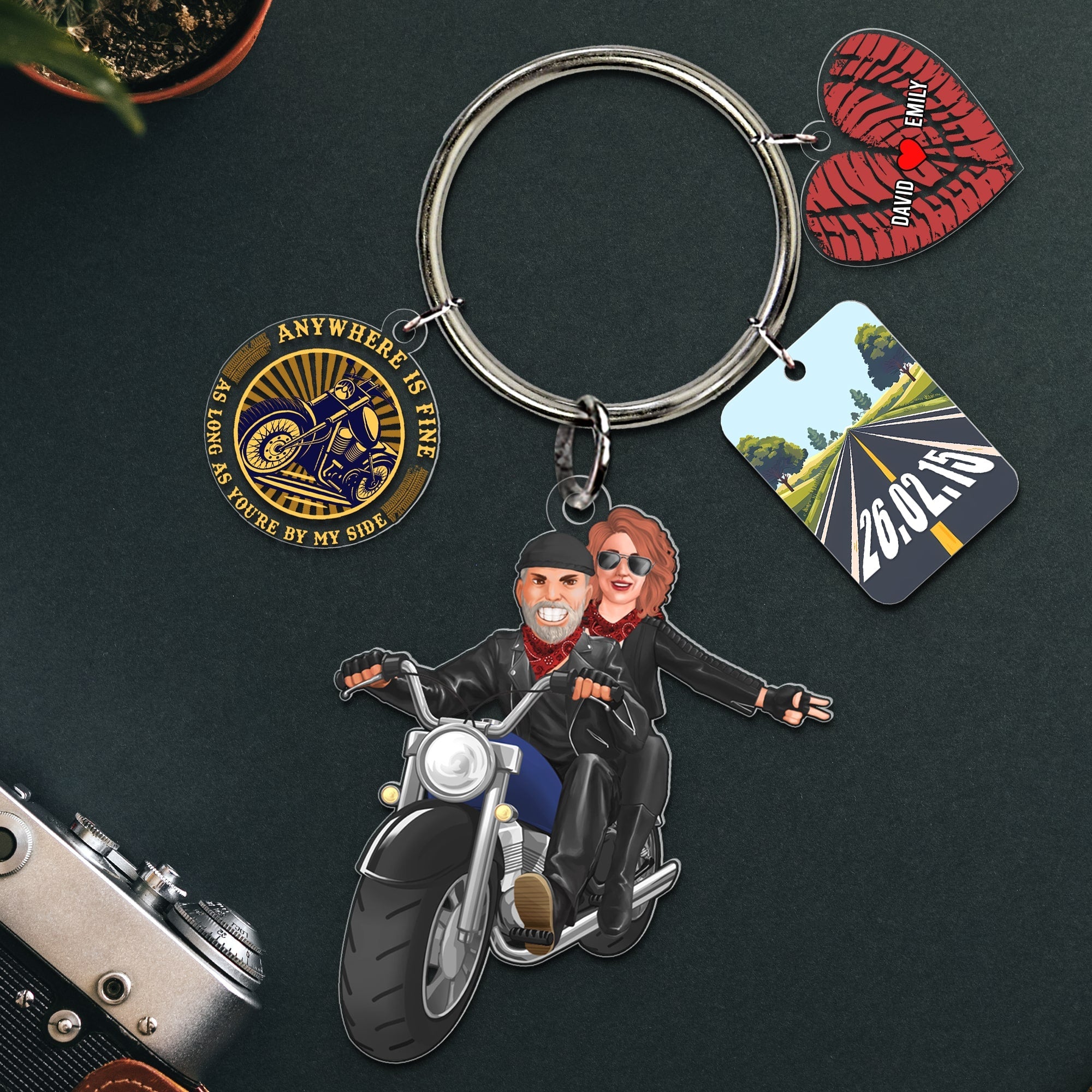 Custom Biker Couple Keychain - Perfect Personalized Gift Keychains PopCulturePrints