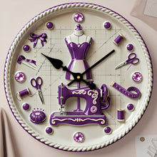 Load image into Gallery viewer, Sewing is My Therapy - Personalized Sewing Room Hanging Wall Clock - Unique Gift for Sewers and Crafters Hanging Wall Clock PopCulturePrints
