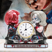 Load image into Gallery viewer, &quot;‘Til Death Do Us Part: Celebrate Your Love&quot; - Spooky Couple Desk Clock Plaque - Personalized Gift for Couples Clock Plaques PopCulturePrints
