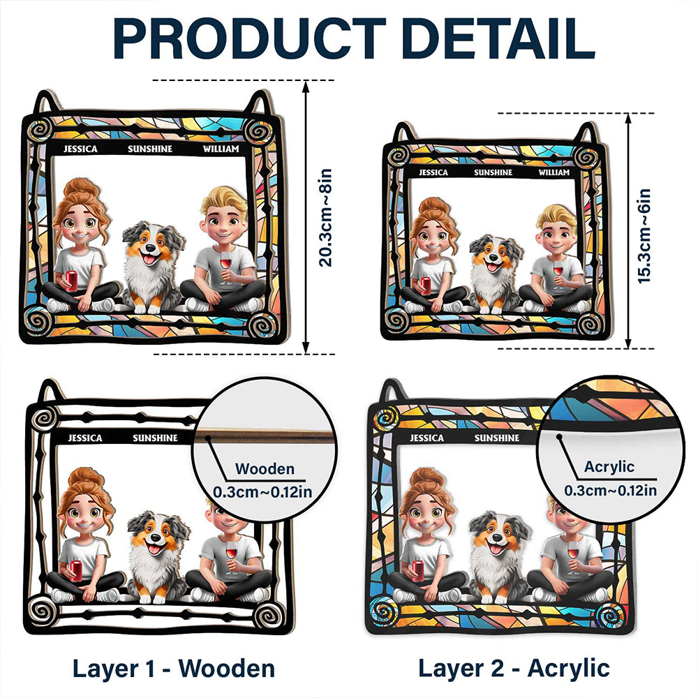 Lovely Dog Couples - Personalized Window Hanging Suncatcher Ornament | Perfect Gift for Dog Lovers and Couples Suncatcher Ornament PopCulturePrints