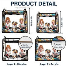 Load image into Gallery viewer, Lovely Dog Couples - Personalized Window Hanging Suncatcher Ornament | Perfect Gift for Dog Lovers and Couples Suncatcher Ornament PopCulturePrints
