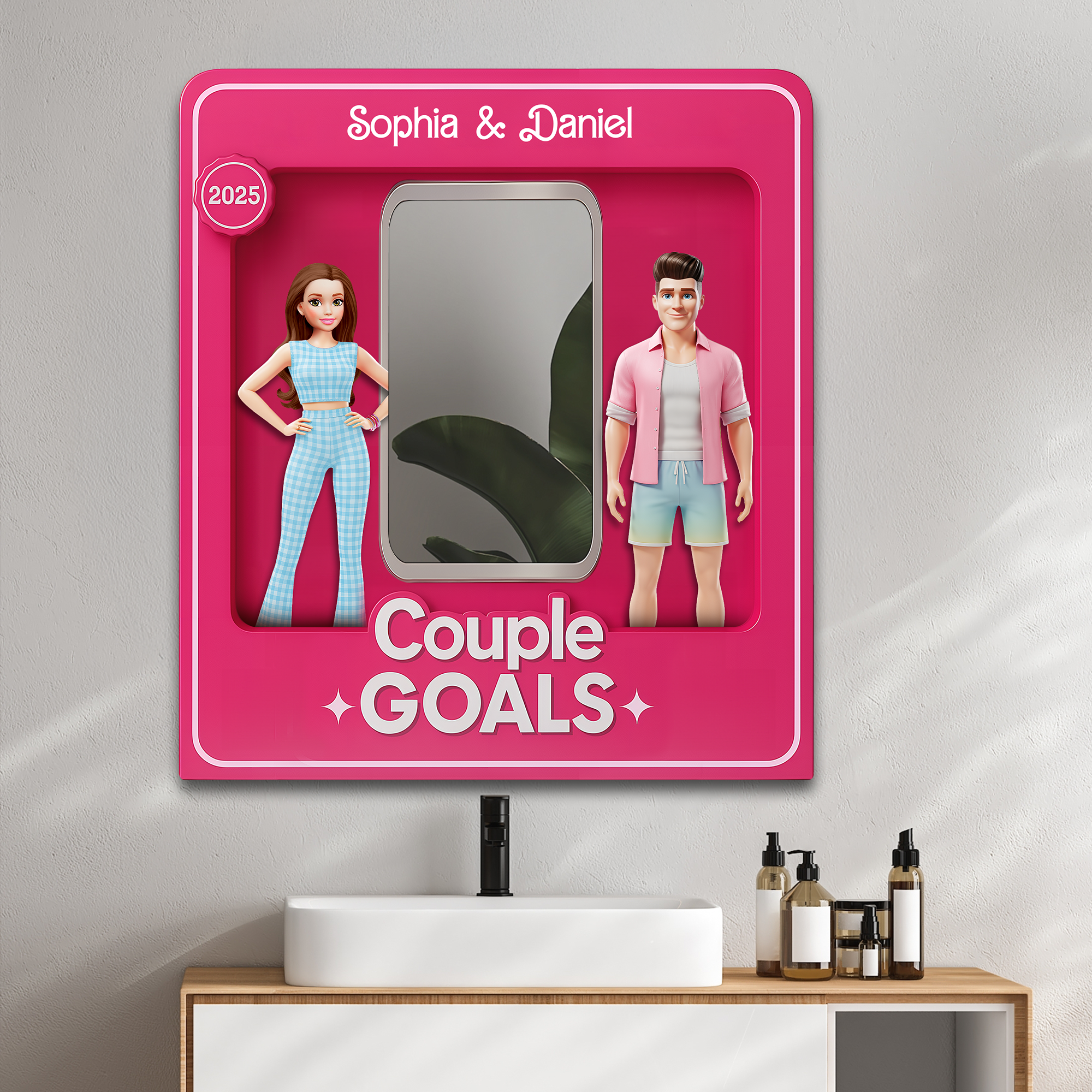 Love Reflected: Couple Goals Shaped Mirror - Personalized Gifts For Couples Mirror PopCulturePrints