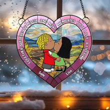 Load image into Gallery viewer, Personalized Kissing Couple Suncatcher Ornament - Unique Gift for Couples Suncatcher PopCulturePrints

